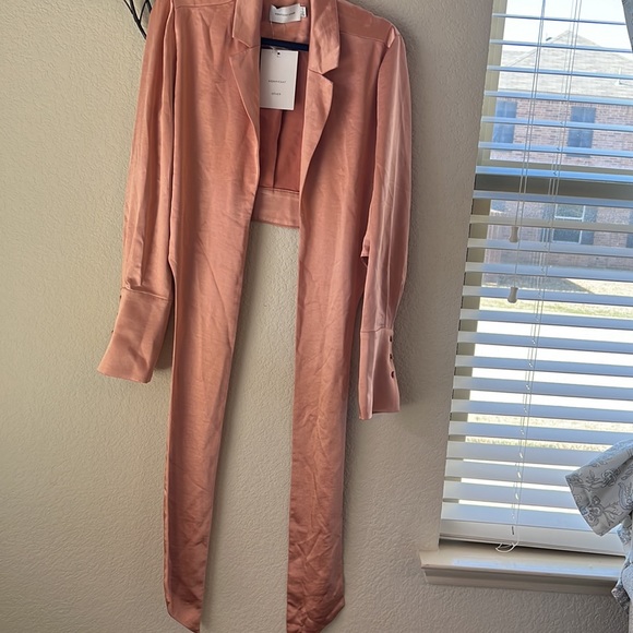 Significant Other Emile Top Papaya Pink Satin Long Sleeve - Picture 4 of 10